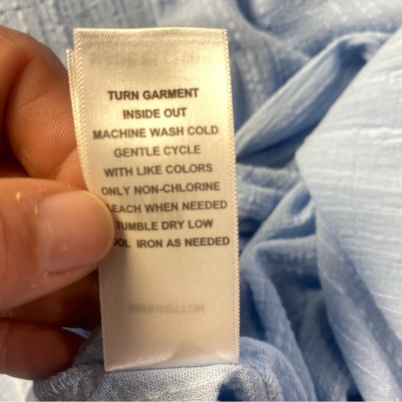 Eloquii Light Blue Button Front Shirt Dress Size 14 Cotton Gauze Midi - Picture 5 of 11